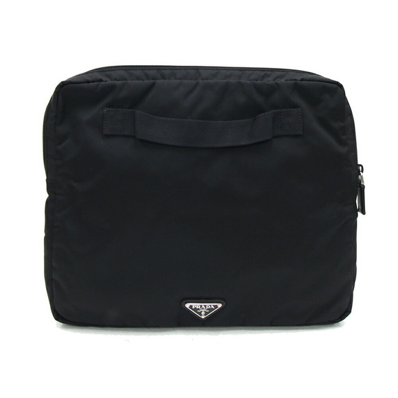 Prada bag leather black computer clutch nylon business - Picture 1 of 7